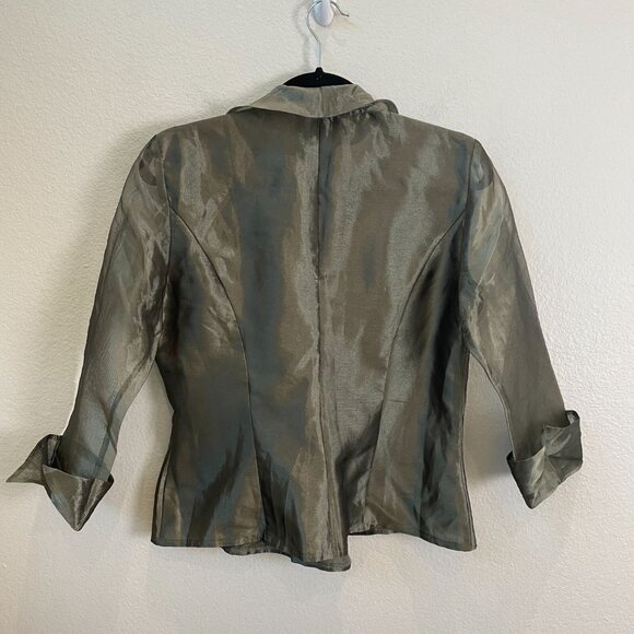 Alex Evenings Womens Small Green Organza Jacket 3/4 Sleeve Party Formal - Picture 9 of 11